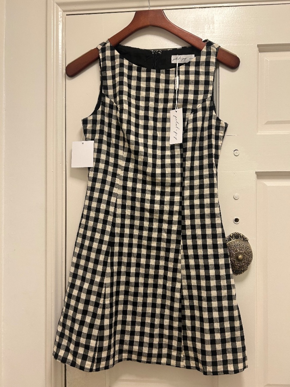 Petal and Pup Mini Black Gingham Dress